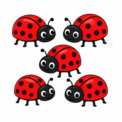 Five ladybugs.
