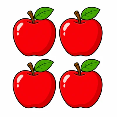 Four red apples.