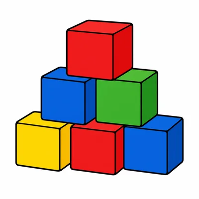 Six toy blocks.