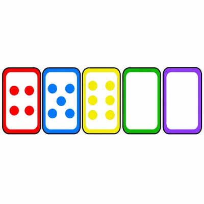 Five cards show four dots, five dots, six dots, then two empty cards.