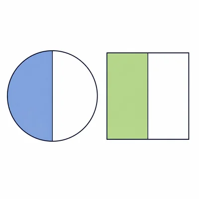 Two models both showing one half shaded.