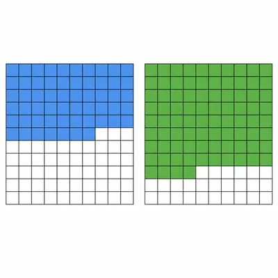 Two hundred grids showing forty-seven hundredths and seventy-four hundredths shaded.