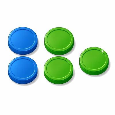 Two counters and three counters, with the extra counter highlighted.