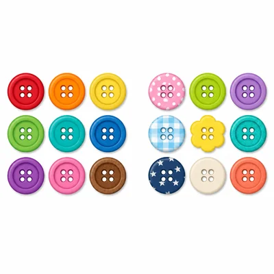 Two equal groups of nine buttons.