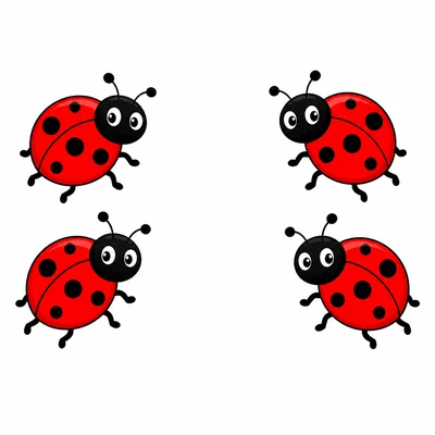 Four ladybugs in two groups of two.