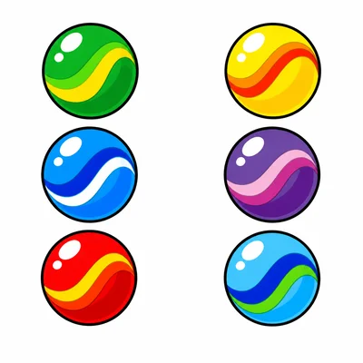 Six marbles in two groups of three.