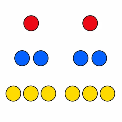 A counting mat showing pairs of equal groups with counters.