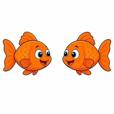 Two orange fish, one on each side.
