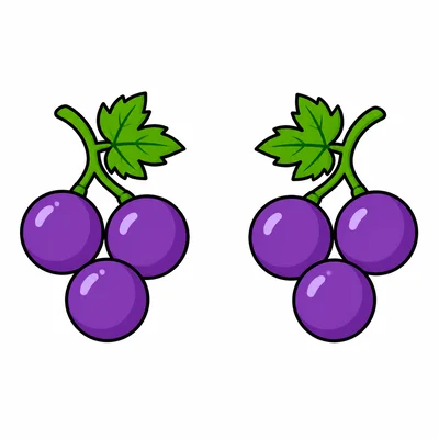 Six purple grapes in two groups of three.