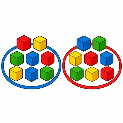 Eight blocks arranged in two equal groups.
