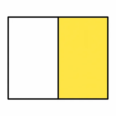 A rectangle with one half shaded.