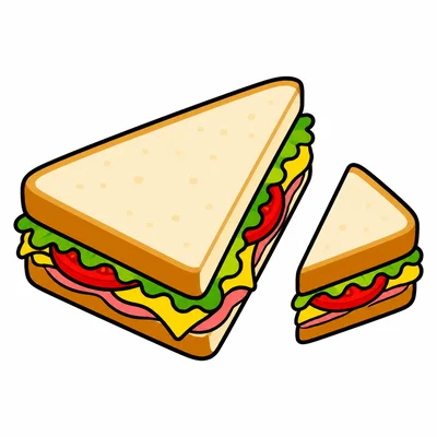 A sandwich cut into two unequal pieces.
