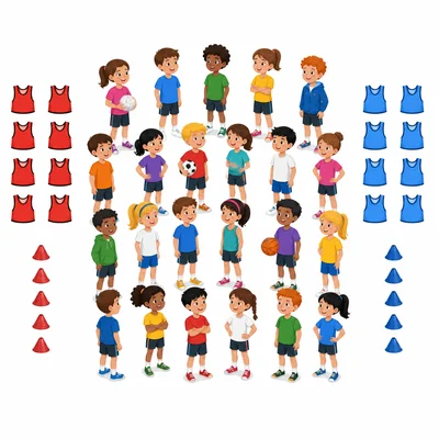Twenty-two players ready to be split into two teams.