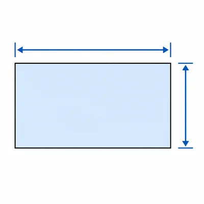 A rectangle with arrows showing its length and width.