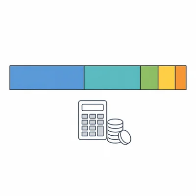 Stacked bar diagram showing several college cost components adding to a total.
