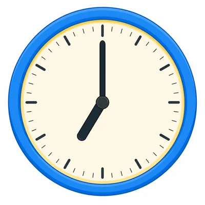 Clock with the minute hand up and hour hand at seven.