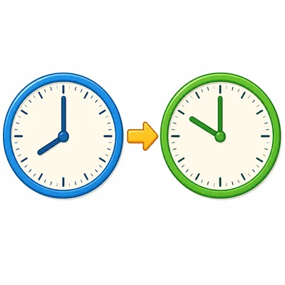 Two clocks showing eight o’clock and ten o’clock.