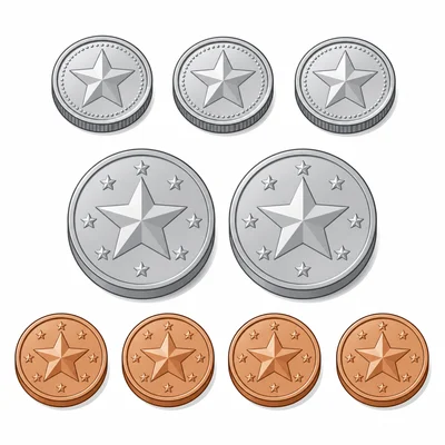 A group of dimes, nickels, and pennies.