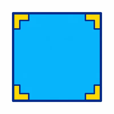A square with equal sides and square corners.