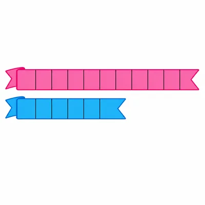 Two ribbons of different lengths lined up for comparison.