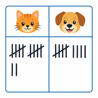 A tally chart comparing cat choices and dog choices.