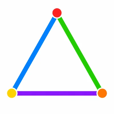 A triangle with its three corners highlighted.