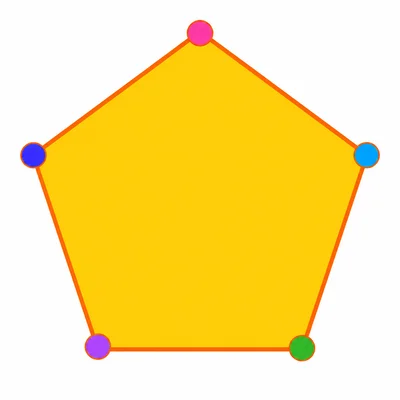 A pentagon with each vertex marked by a dot.