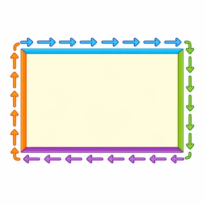 A rectangle with arrows around its perimeter.