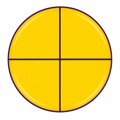 A whole circle divided into four shaded parts.