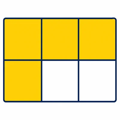 Rectangle split into equal parts with four parts shaded.