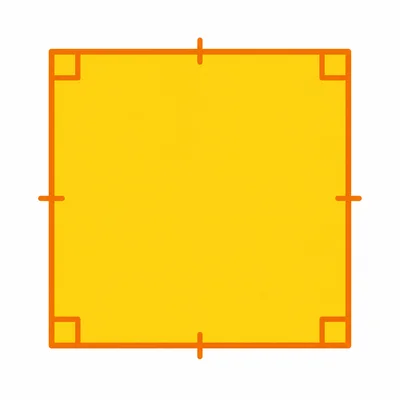 A square showing equal sides and right angles.
