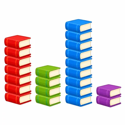 A bar graph with four book bars of different heights.