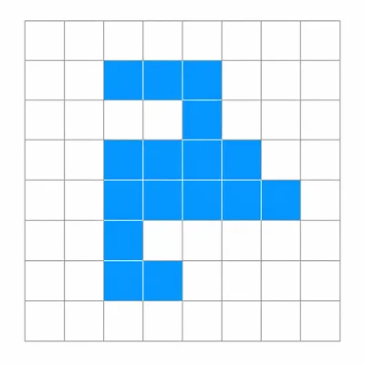 A grid shape made of 15 shaded square units.