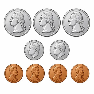 Three quarters, two dimes, and four pennies.