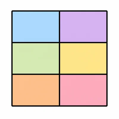 A rectangle divided into 3 rows and 2 columns.
