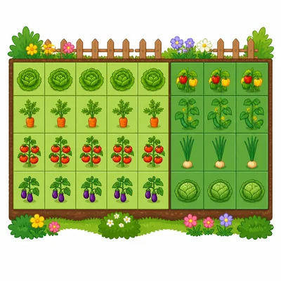 A garden made of two connected grid rectangles.