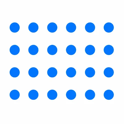 An array of 4 rows with 6 dots in each row.