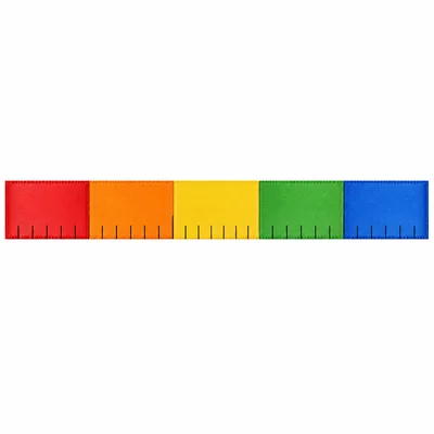 A ribbon divided into foot sections with smaller inch tick marks.