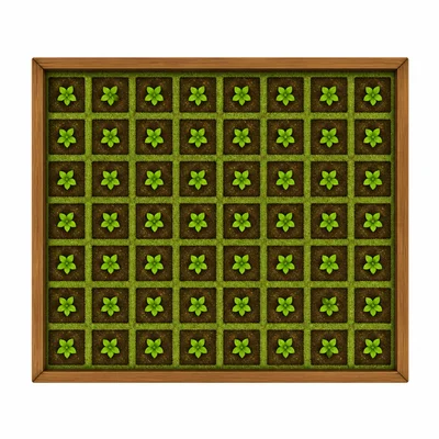 A rectangular garden divided into square units to show area.