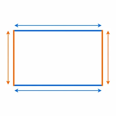 A rectangle with opposite side pairs highlighted for perimeter reasoning.