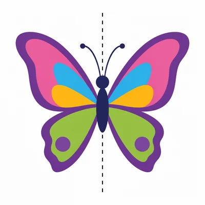 A symmetrical shape with a vertical line of symmetry.