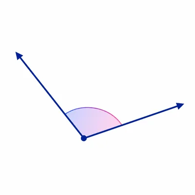 An obtuse angle shown with two rays and a curved arc.