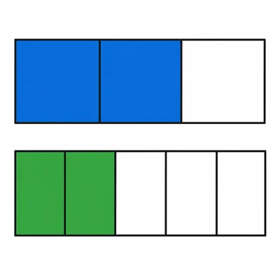 Fraction bars comparing two thirds and two fifths.