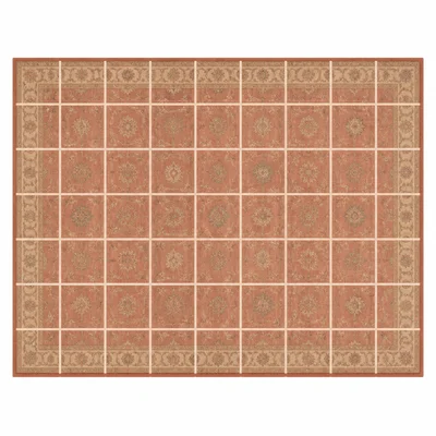 Rectangular rug divided into a grid of square units.