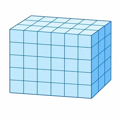 A rectangular prism shown as a block of unit cubes.