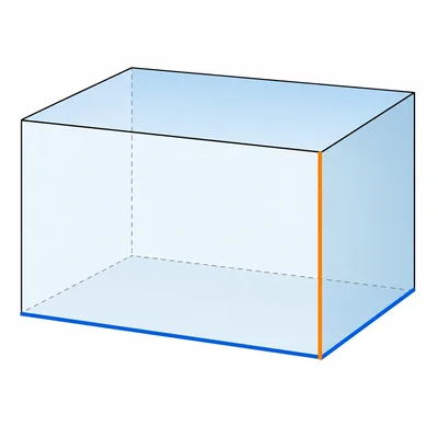 A rectangular prism with its height edge highlighted.