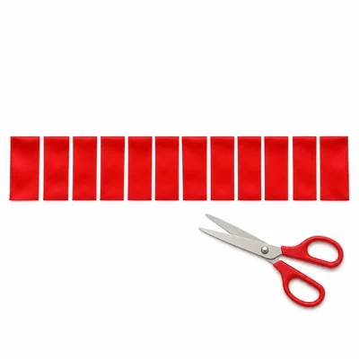 A ribbon cut into equal pieces.