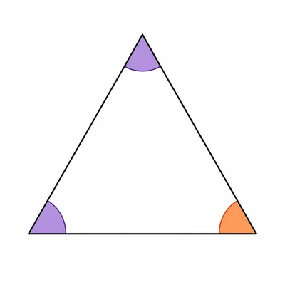 A triangle with its three angles marked.