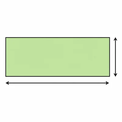 A rectangle with arrows marking its length and width.