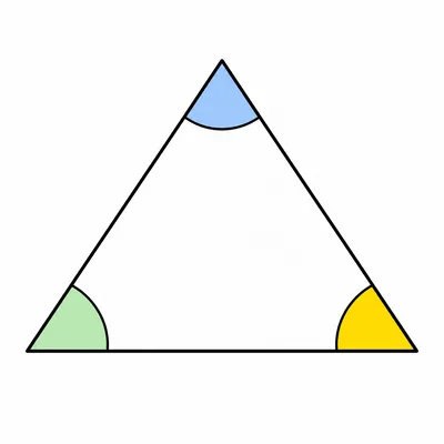A triangle with two angles marked and the third angle highlighted.